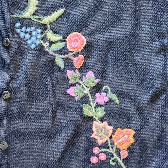Vintage Marisa Christina Embroidered Cardigan | Size M | Ramie Cotton Blend - Picture 6 of 9